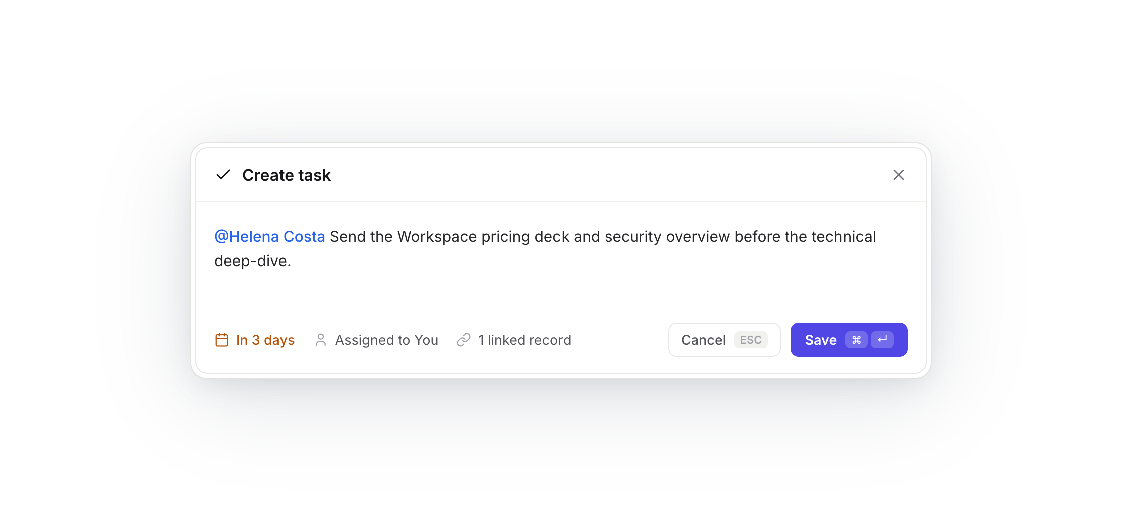 Create a task linked to a record